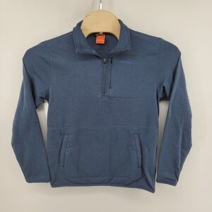 Merrell 1/4 Zip Pullover Mens Small Blue Grid Fleece H0425-01